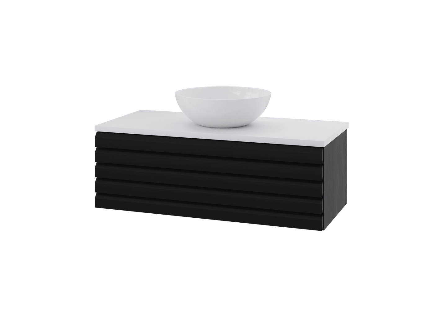 Selma 100 cm baderomsmøbel svart lakkert Eikestav UTEN/benkeplate og servant