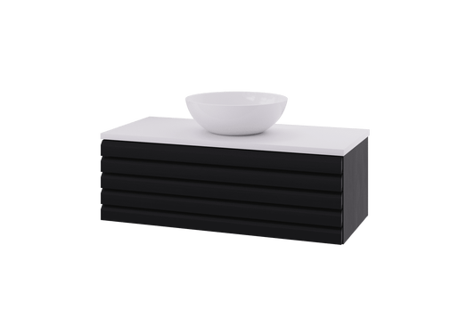 Selma 100 cm baderomsmøbel svart lakkert Eikestav UTEN/benkeplate og servant