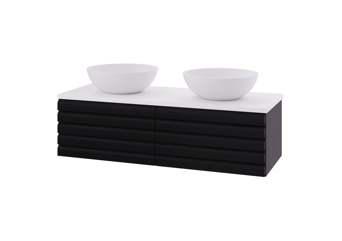 Selma 160 cm baderomsmøbel svart lakkert eikestav UTEN/benkeplate og servanter