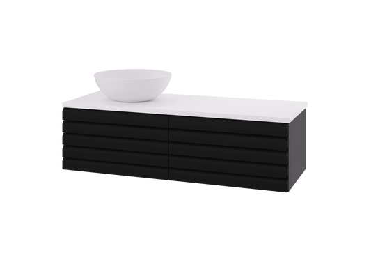 Selma 120 cm baderomsmøbel svart lakkert Eikestav UTEN/benkeplate og servant