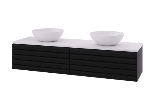 Selma 160 cm baderomsmøbel svart lakkert eikestav UTEN/benkeplate og servanter