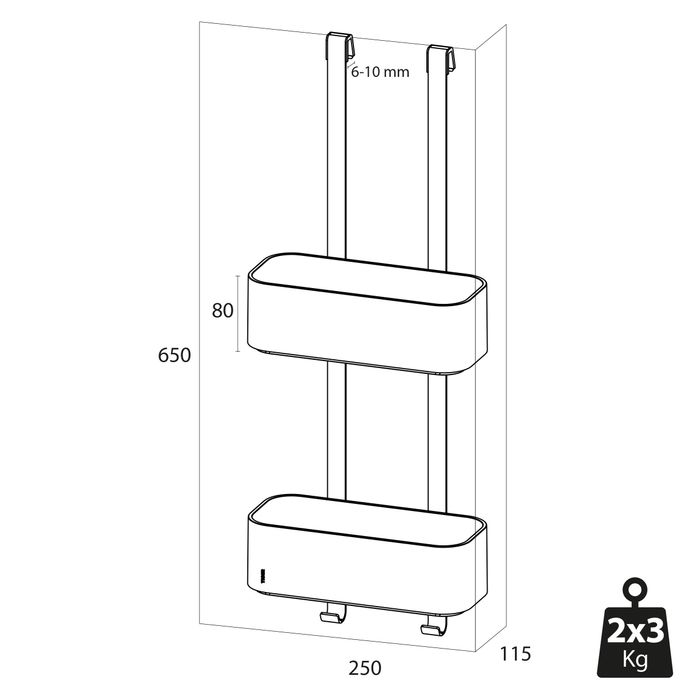 Tiger 2-Store Shower Caddy dusjkurv sort matt