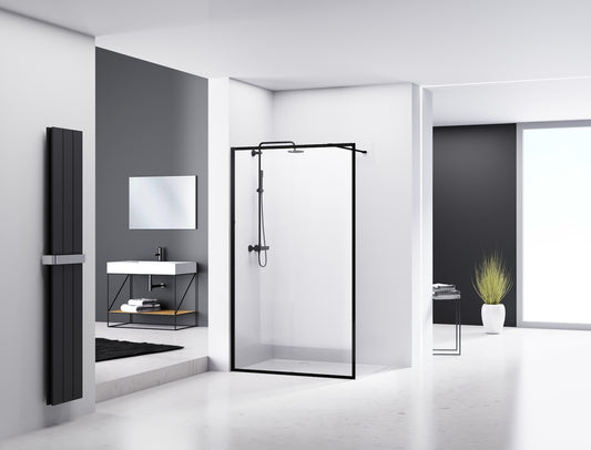 Nelly dusjvegg med 8 mm glass, sort matt profil