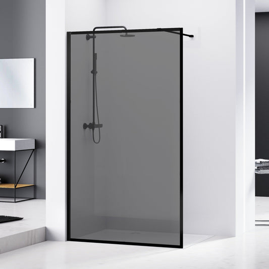Nelly dusjvegg med 8 mm sotet glass, sort matt profil