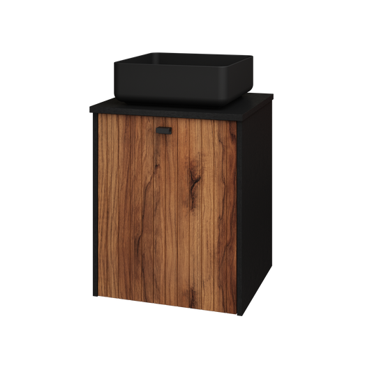 Provence servantskap B50 med Monaco porselenservant sort eik/valnøtt stav