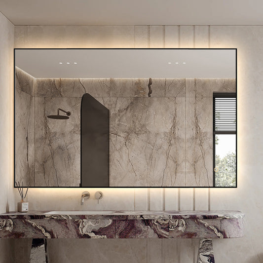 Stockholm dimbart lysspeil m/sort ramme 100x80 cm V2