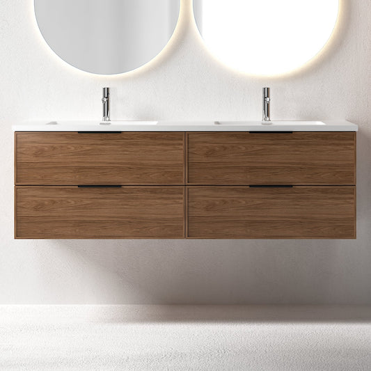 Essence 160 valnøtt m/hvit matt dobbel servant