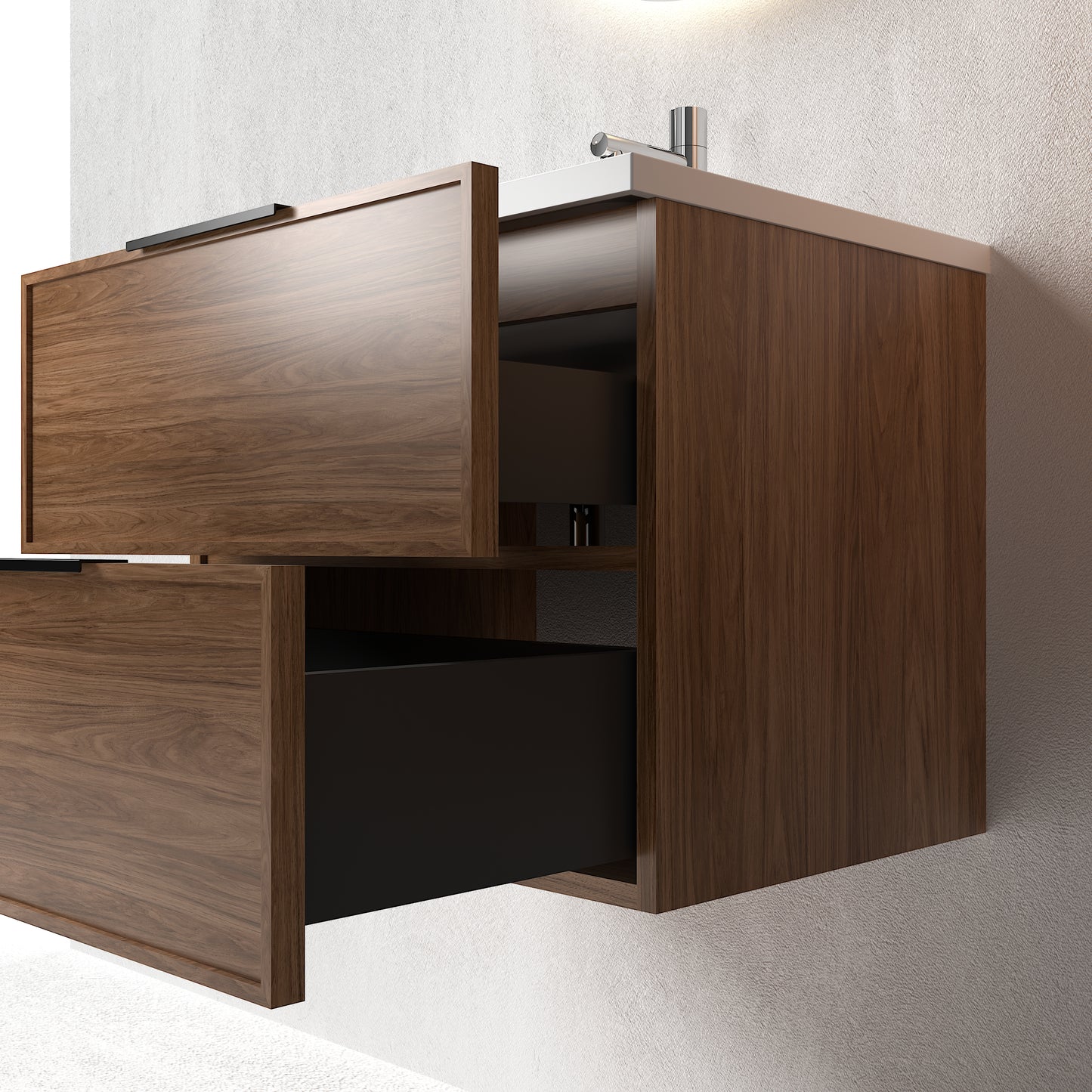 Essence 60 valnøtt m/hvit matt servant