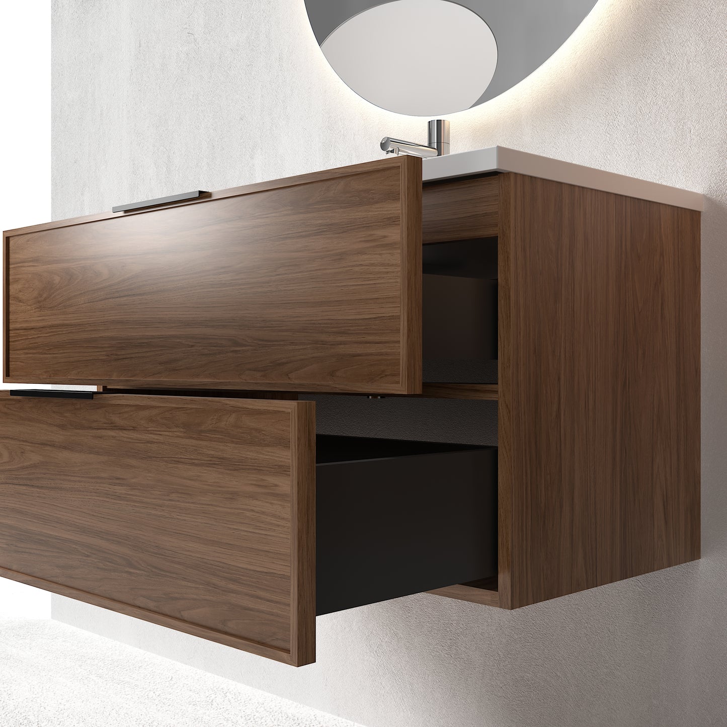 Essence 90 valnøtt m/hvit matt servant