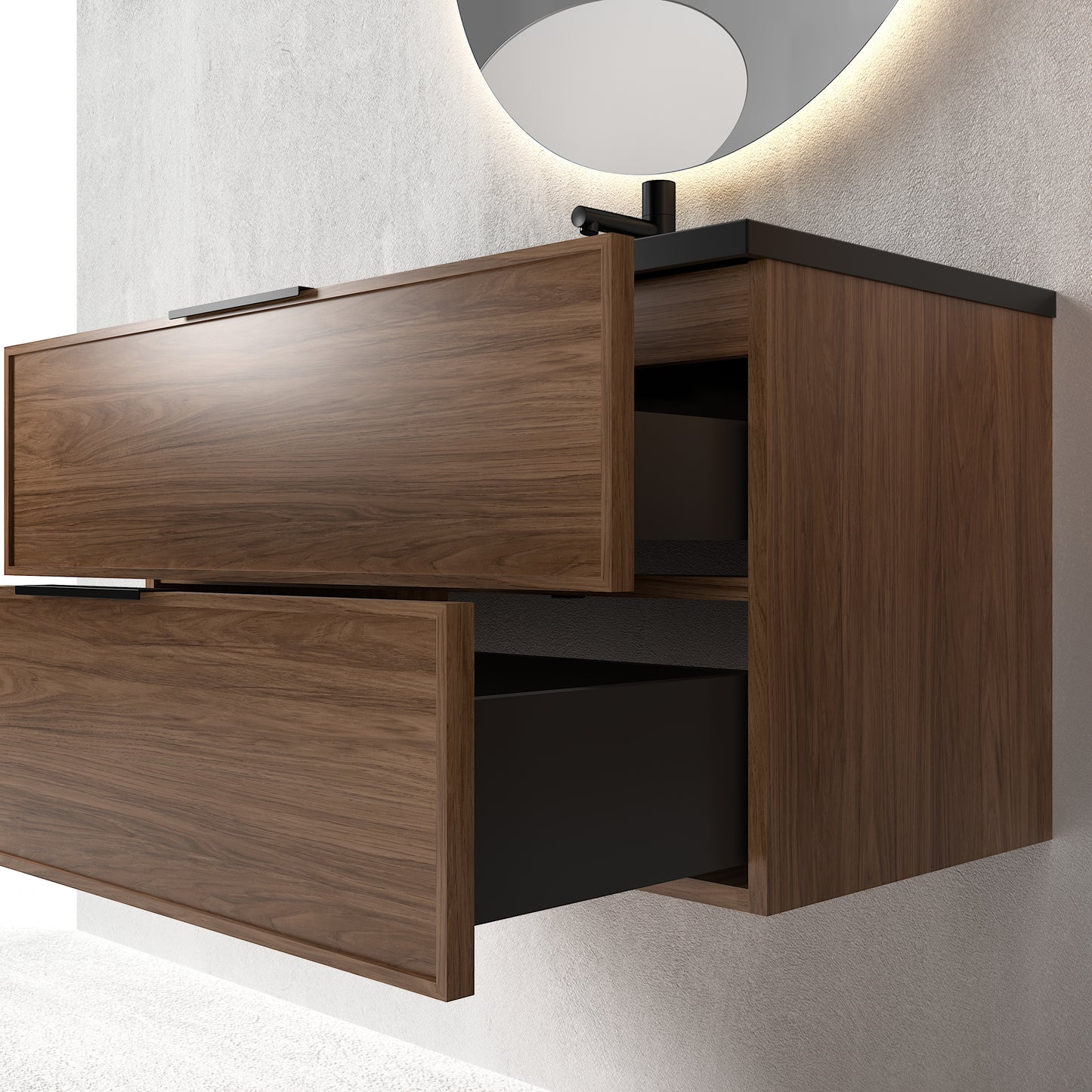 Essence 90 valnøtt m/sort matt servant