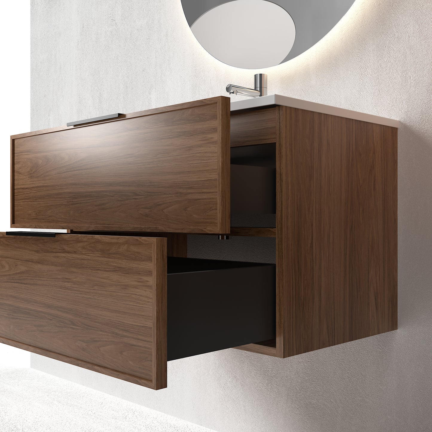 Essence 80 valnøtt m/hvit matt servant