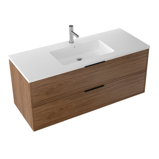 Essence 120 valnøtt m/hvit matt midtstilt servant