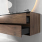 Oslo baderomsmøbel 150 cm valnøtt m/sort matt servant & 140 ledspeil