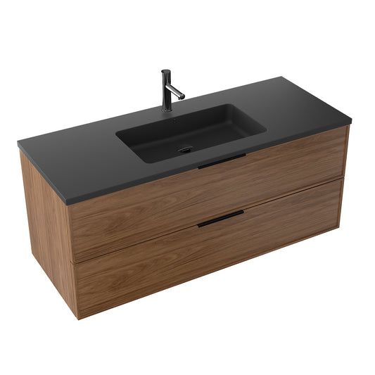 Essence 120 valnøtt m/sort matt midtstilt servant