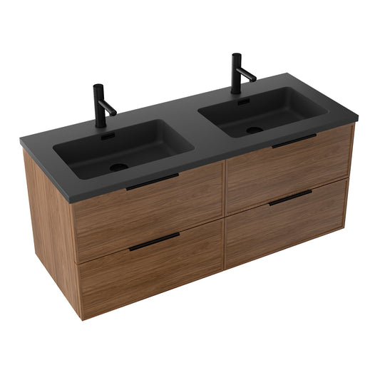 Essence 120 valnøtt m/sort matt dobbel servant