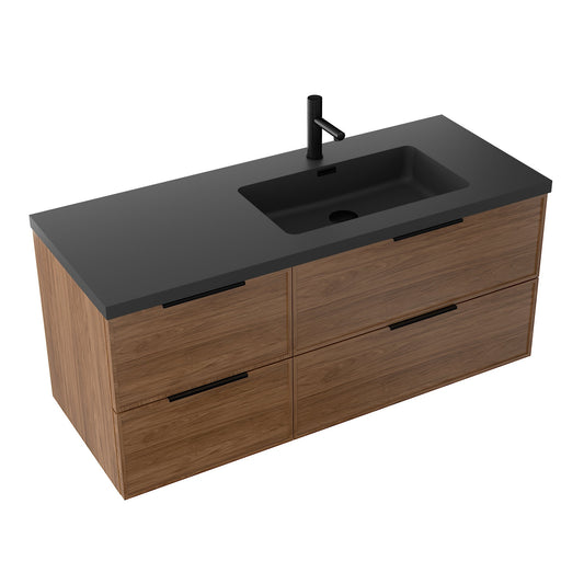 Essence 120 valnøtt m/sort matt høyre servant