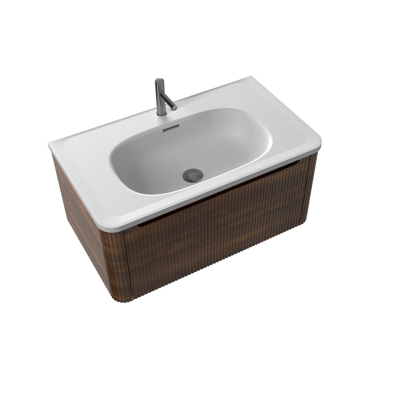 Flow baderomsmøbel 80 cm valnøtt m/hvit matt servant