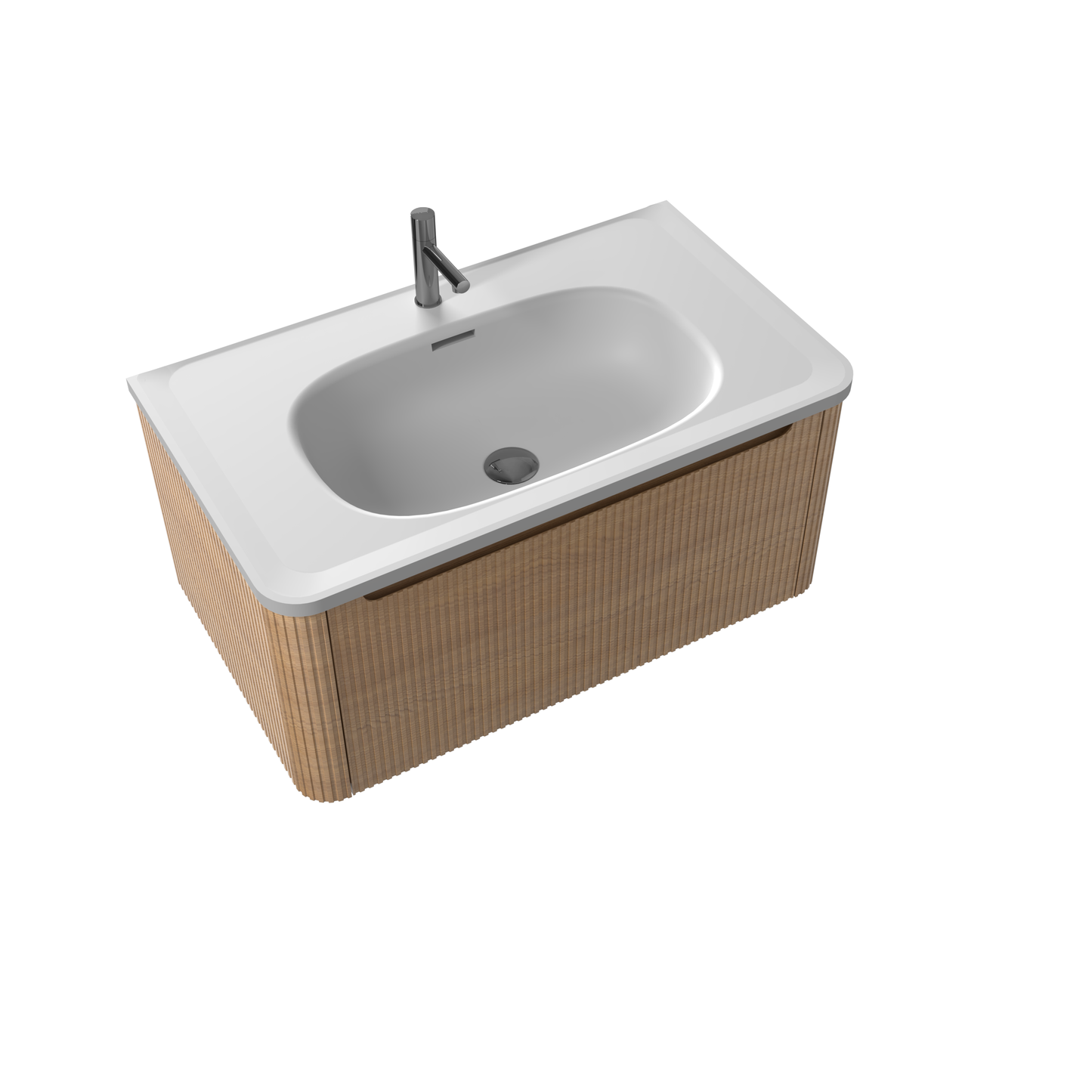Flow baderomsmøbel 80 cm eik m/hvit matt servant