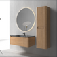 Flow baderomsmøbel 100 cm eik m/sort matt servant + ledspeil og høyskap