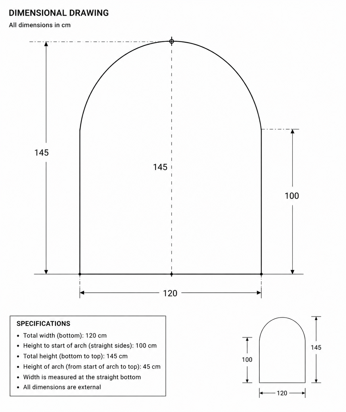 Bari grande lysspeil, m/antidugg 120x145cm