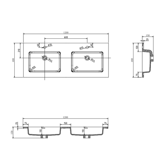 Essence 120 servant, hvit matt (Dobbel)