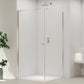 Adelen 90 cm dør + sidefastfelt 90 cm klart glass, børstet stål profil