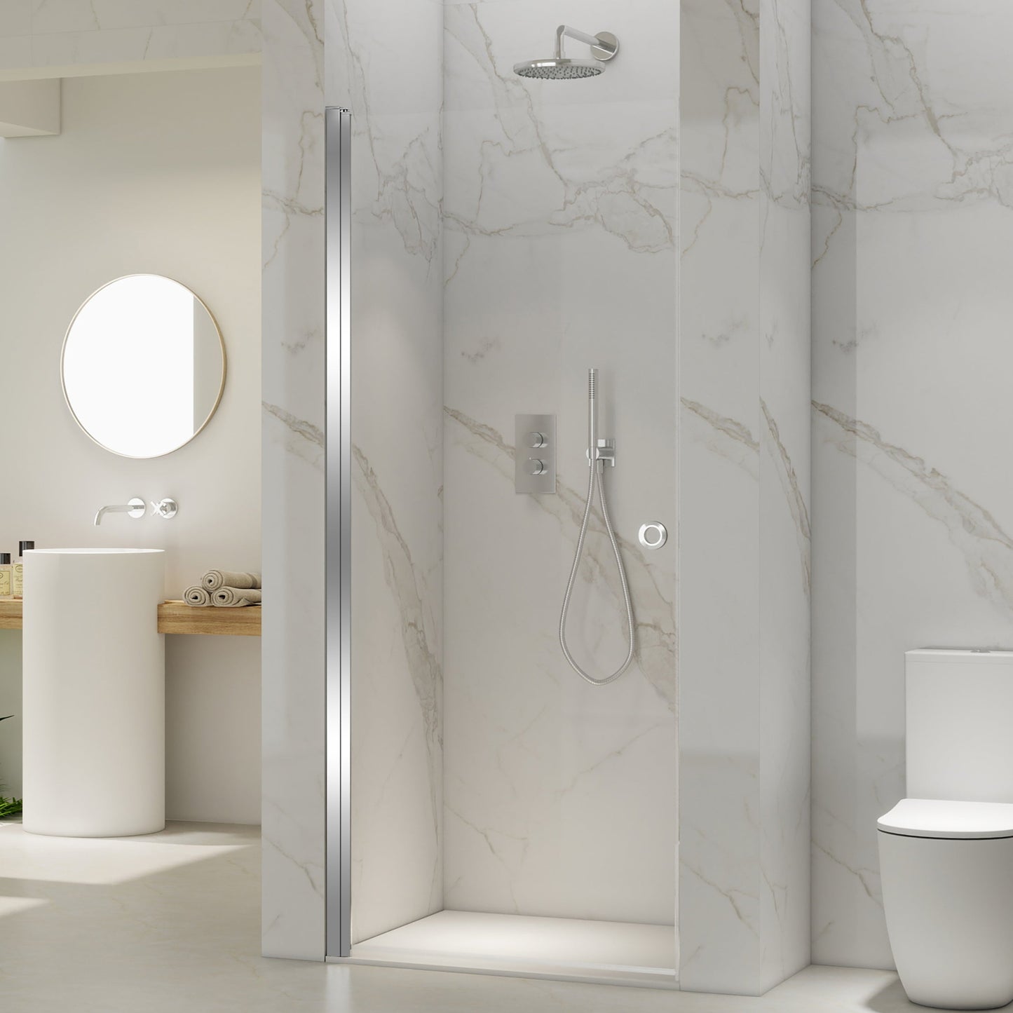 Adelen - dusjdør singel 100x200cm klart glass, krom profil