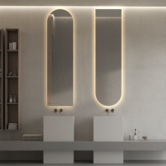 Bologna dimbart lysspeil m/antidugg 35x130 cm, 2 speil