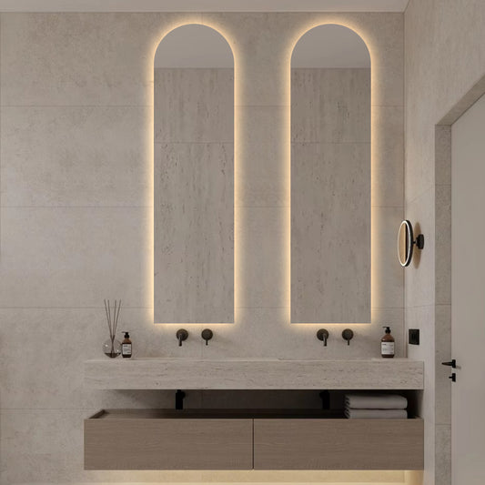 Bologna dimbart lysspeil m/antidugg 35x130 cm, 2 speil