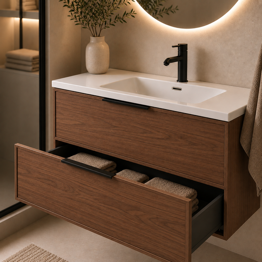 Essence 80 valnøtt m/hvit matt servant