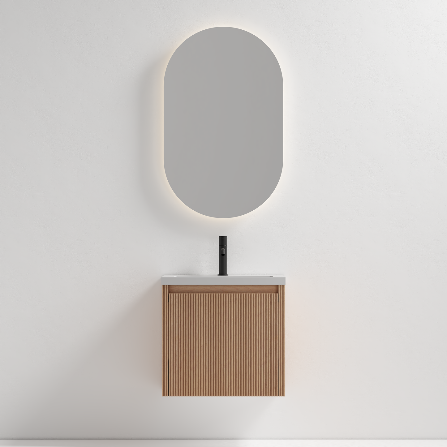 Nordic shape compact 50 eik med servant & speil