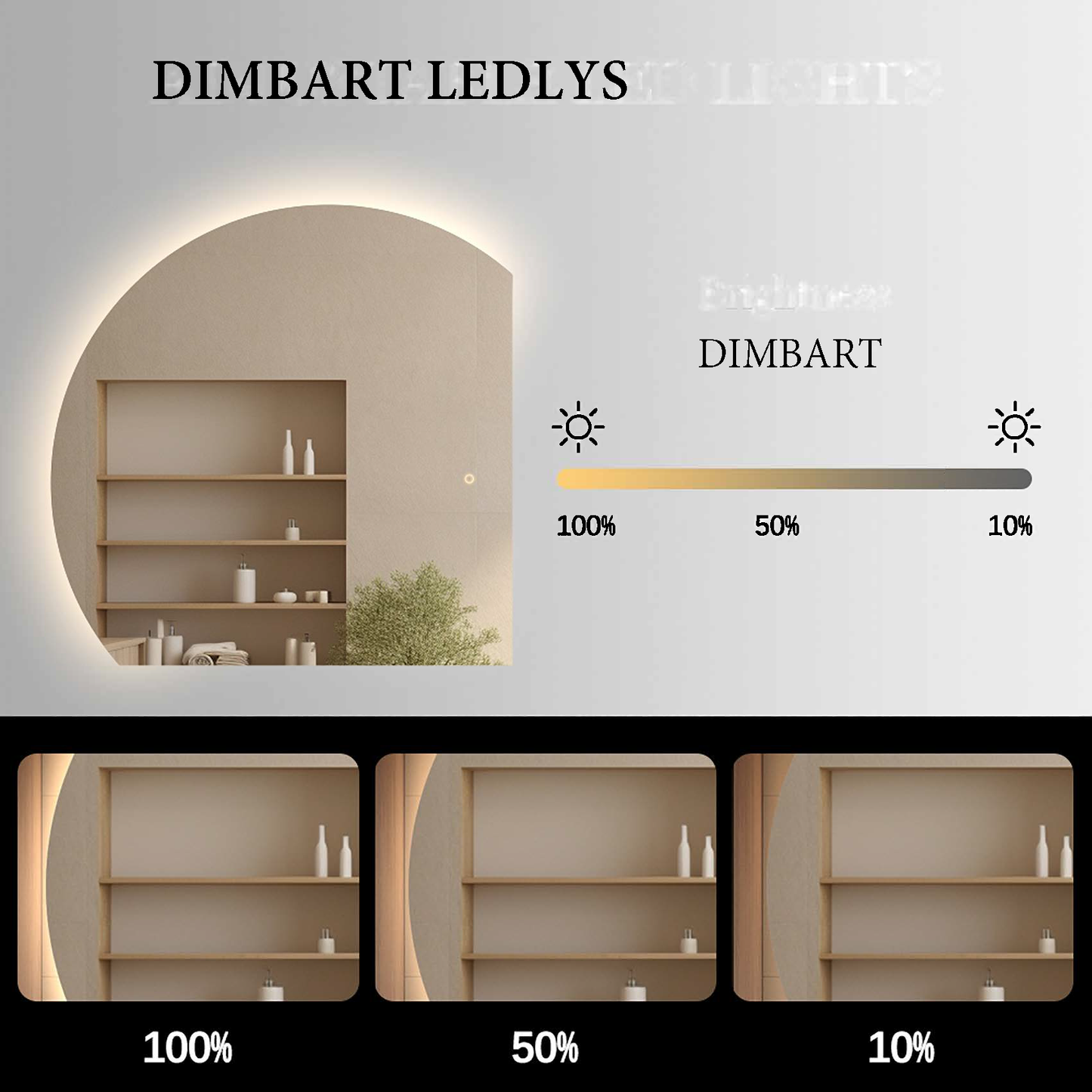 Moon dimbart lysspeil m/antidugg høyre 110cm