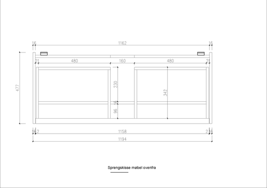 Nordic frame 120 valnøtt UTEN/servant