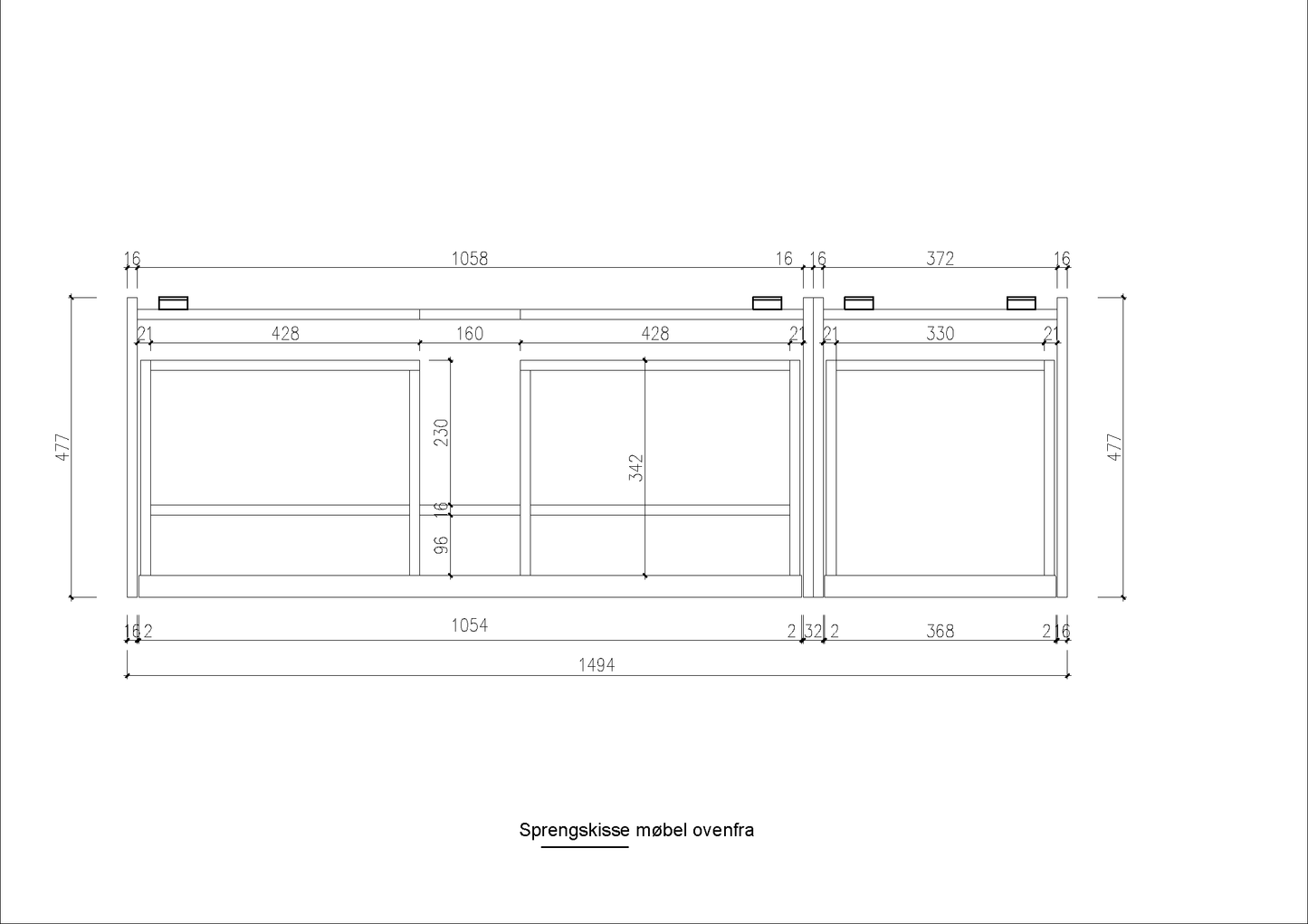 Nordic frame 150 skogsgrønn UTEN/servant (Utsparing venstre)