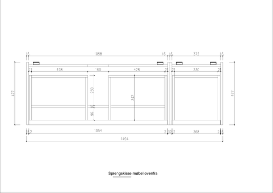 Nordic frame 150 skogsgrønn UTEN/servant (Utsparing venstre)