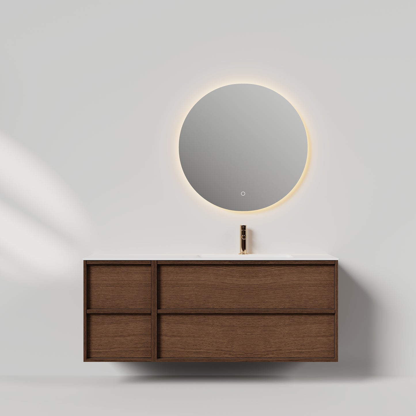 Nordic frame 150 mørk eik m/enkel servant & speil, høyre