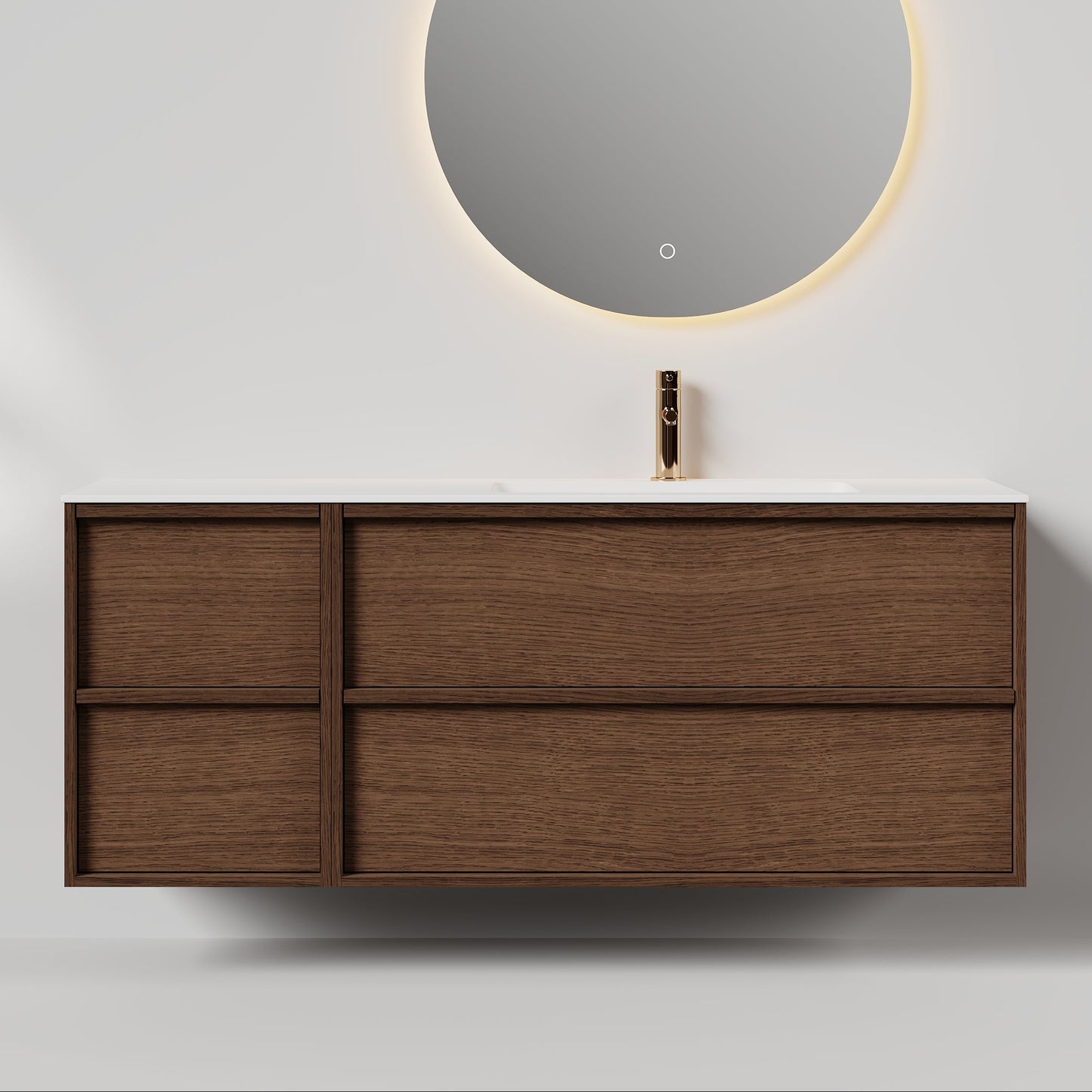 Nordic frame 150 mørk eik m/enkel servant UTEN/speil, høyre