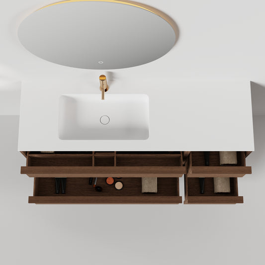 Nordic frame 150 mørk eik m/enkel servant UTEN/speil