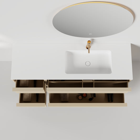 Nordic frame 150 lys grå m/enkel servant & speil, høyre