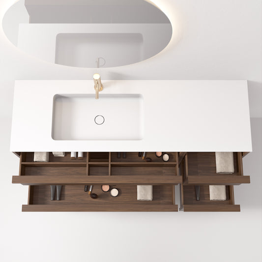 Nordic frame 150 mørk eik m/enkel servant & speil