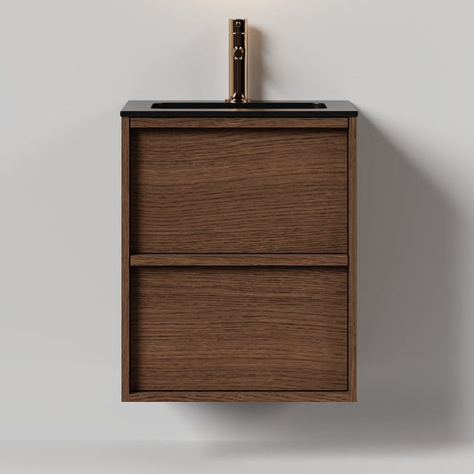 Nordic frame 50 mørk eik m/sort matt servant UTEN/speil