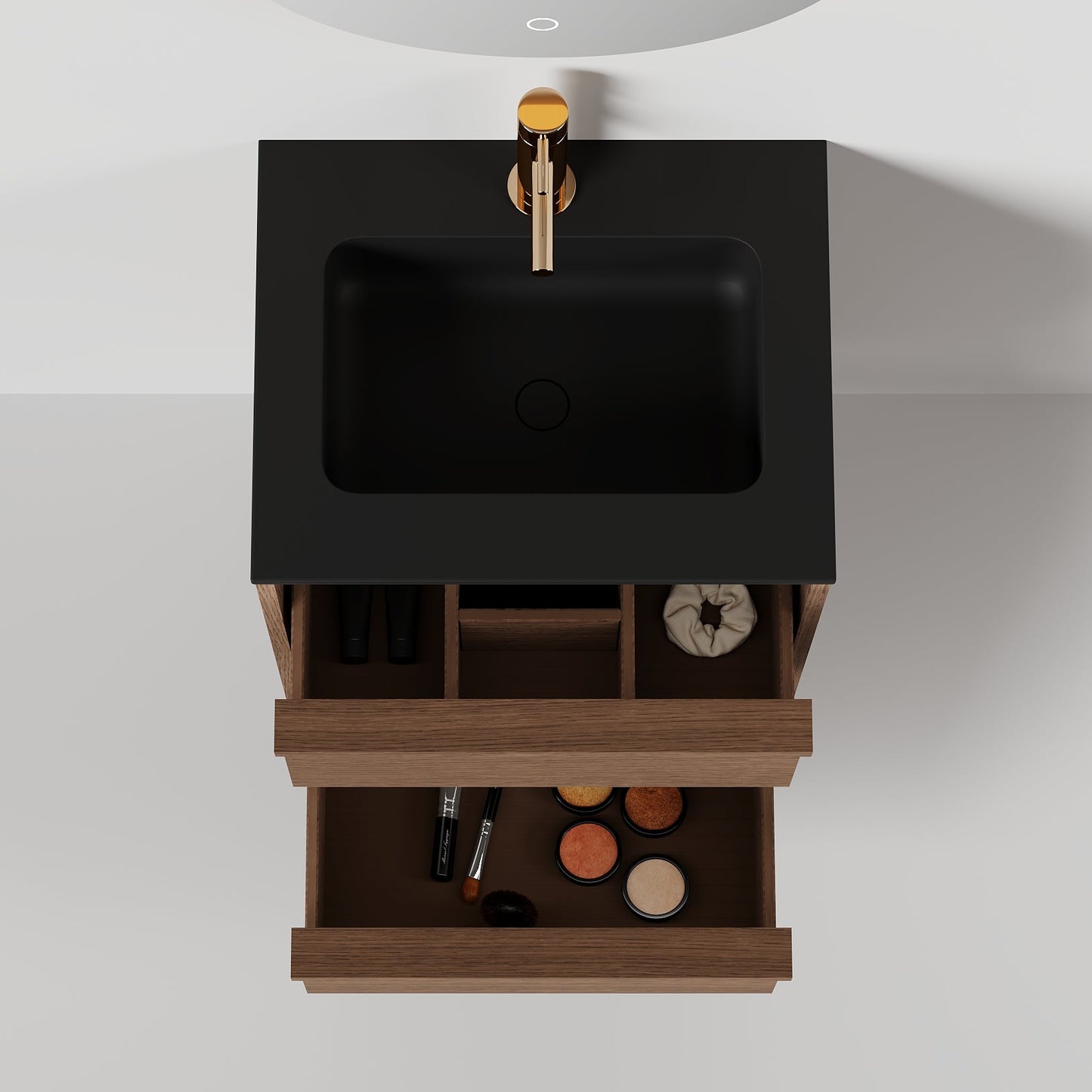 Nordic frame 50 mørk eik m/sort matt servant UTEN/speil