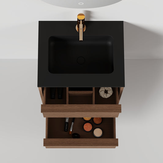 Nordic frame 50 mørk eik m/sort matt servant UTEN/speil