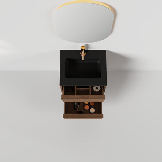 Nordic frame 50 mørk eik m/sort matt servant & ledspeil