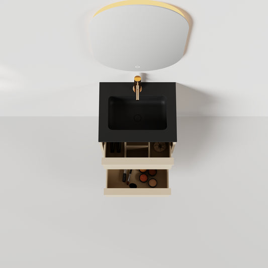 Nordic frame 50 lys grå m/sort matt servant & ledspeil