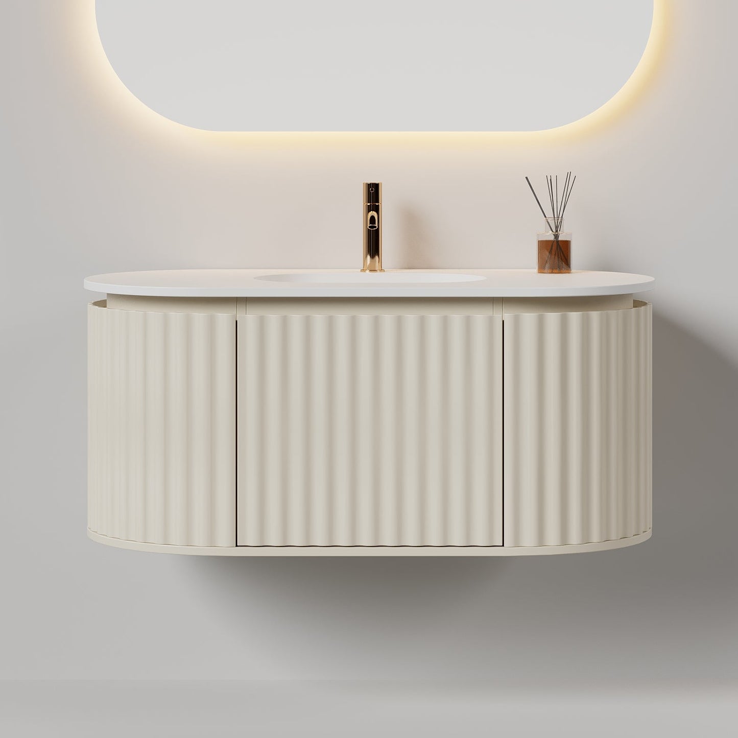 Nordic shape 100 beige med servant u/speil