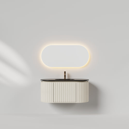 Nordic shape 100 beige m/sort matt servant og ledspeil