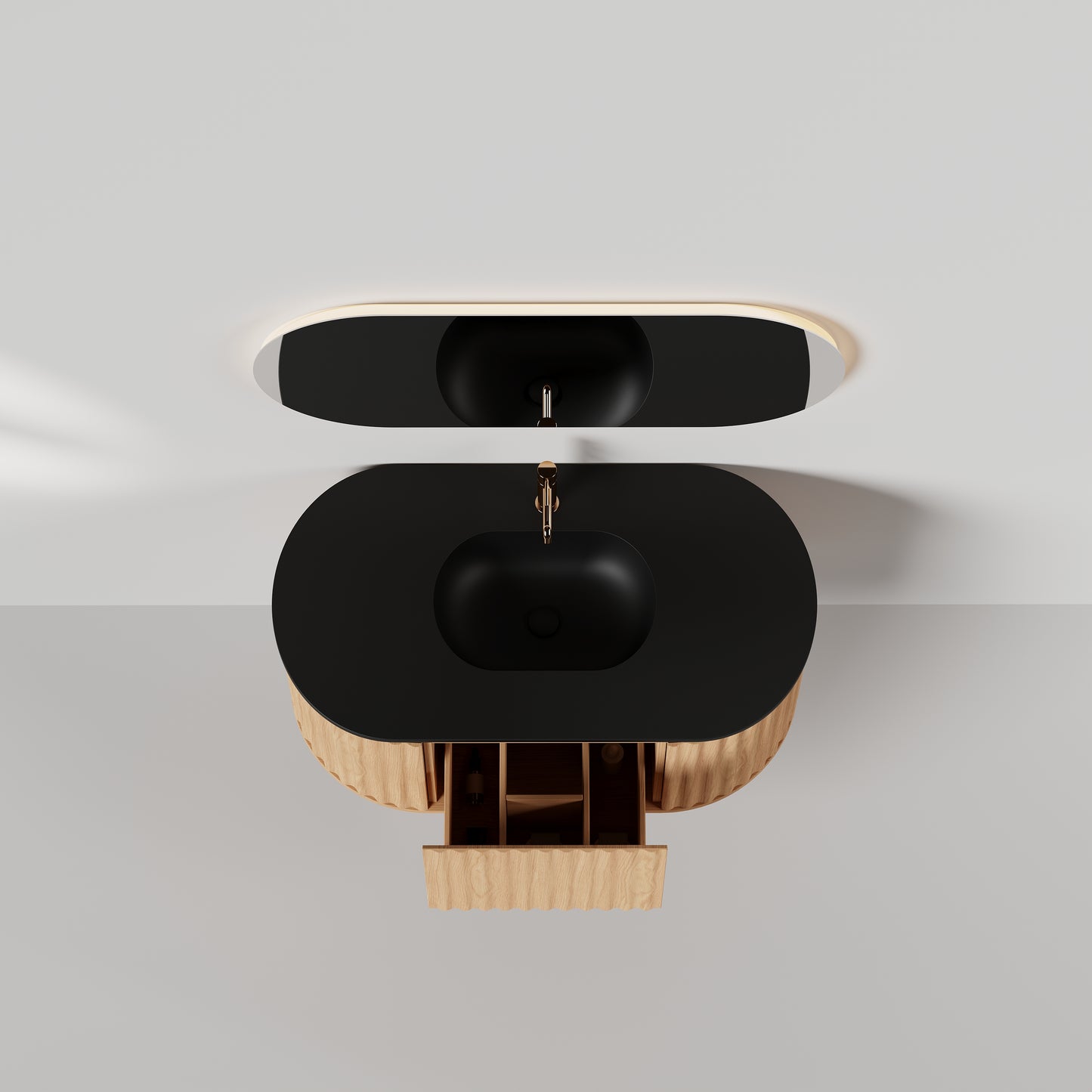 Nordic shape 100 eik med sort matt servant og ledspeil