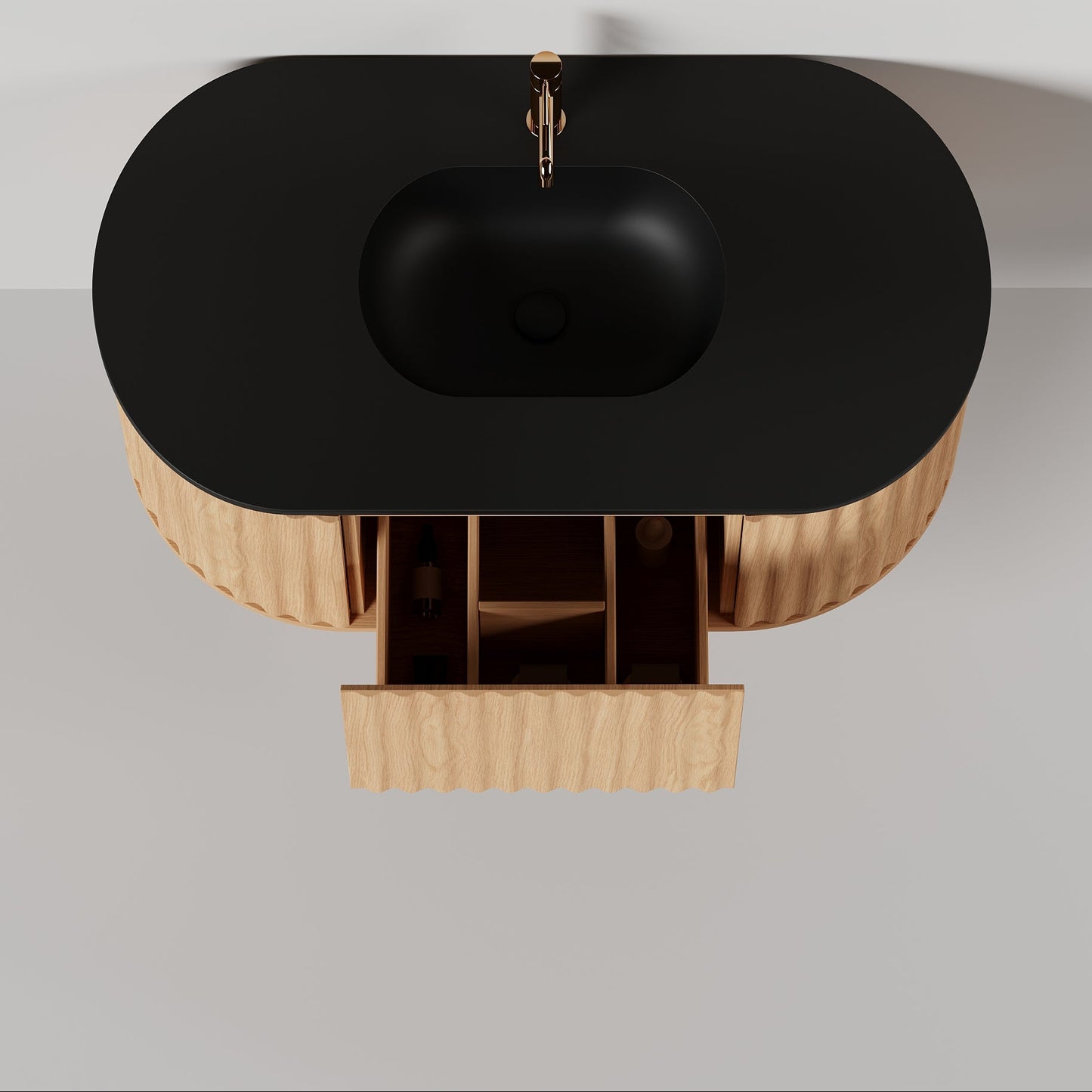 Nordic shape 100 eik med sort servant u/speil