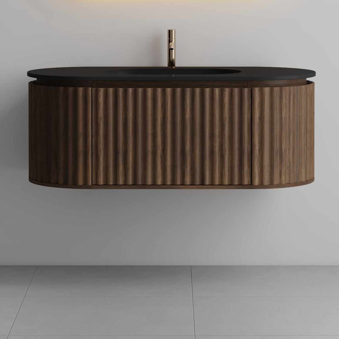 Nordic Shape 120 valnøtt med sort matt servant u/speil